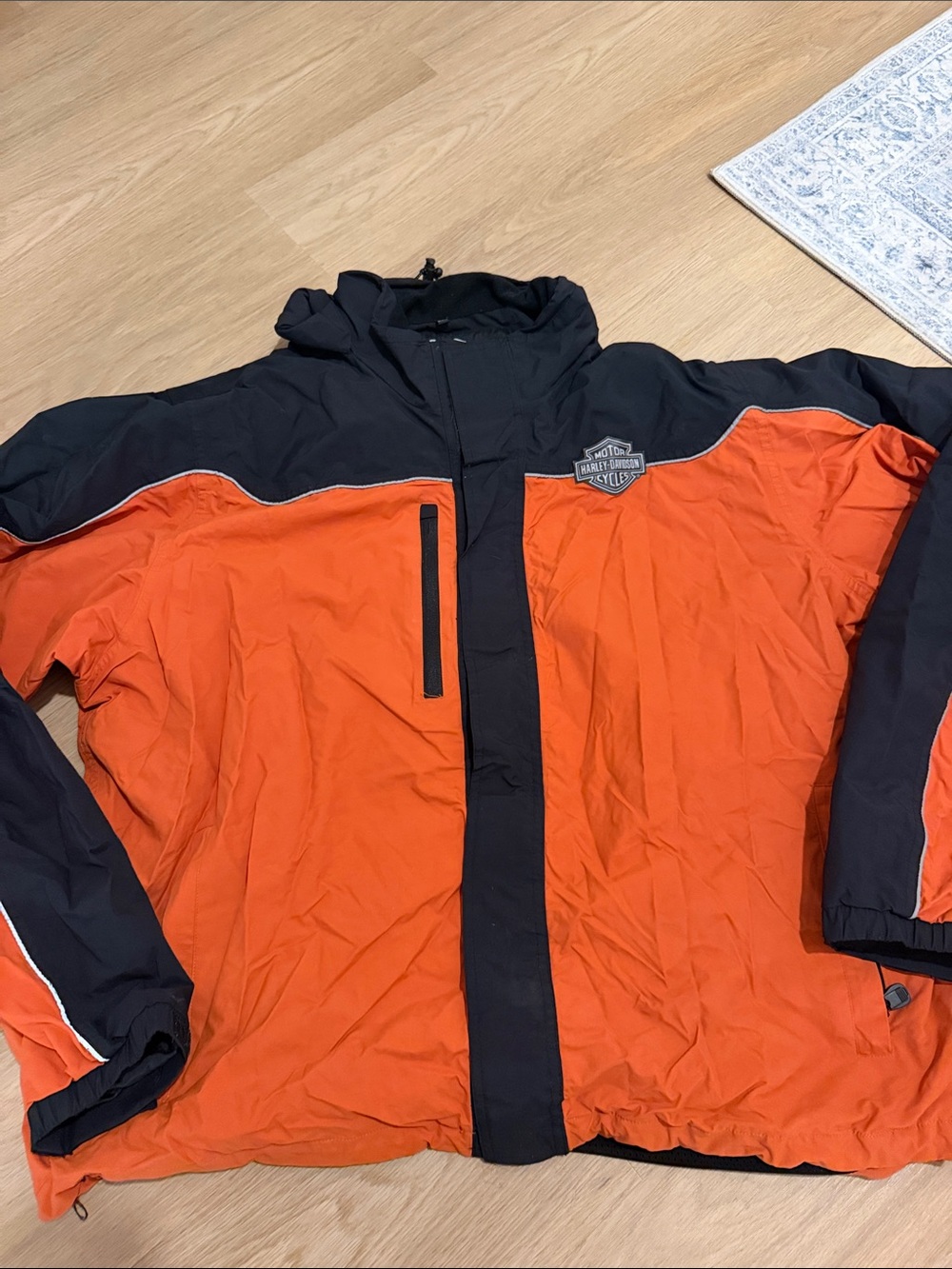 Harley-Davidson Orange and Black Windbreaker Jacket XXL